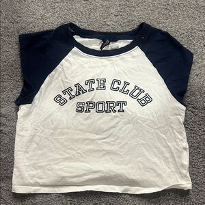 H&M Navy and White State Club Sport Tee